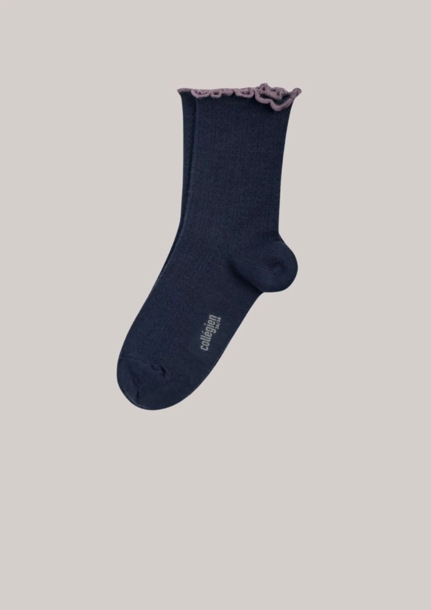 Collégien X Strawberries & Cream - Ambre Lettuce Trim Pointelle Merino Wool Socks - Nuit Etoilée - Image 2