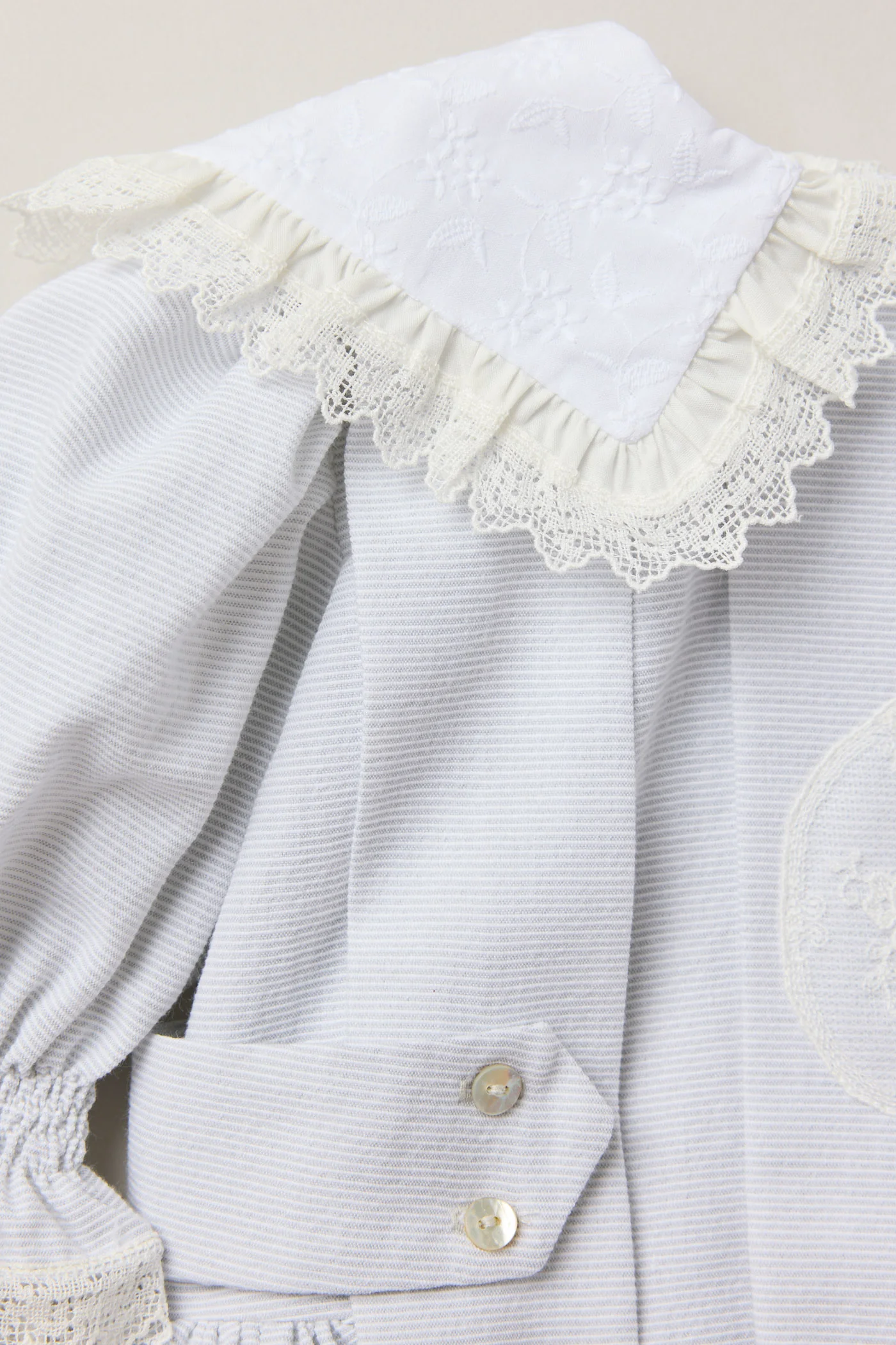 Baby Piano Dress in Light Grey Stripe - Image 5