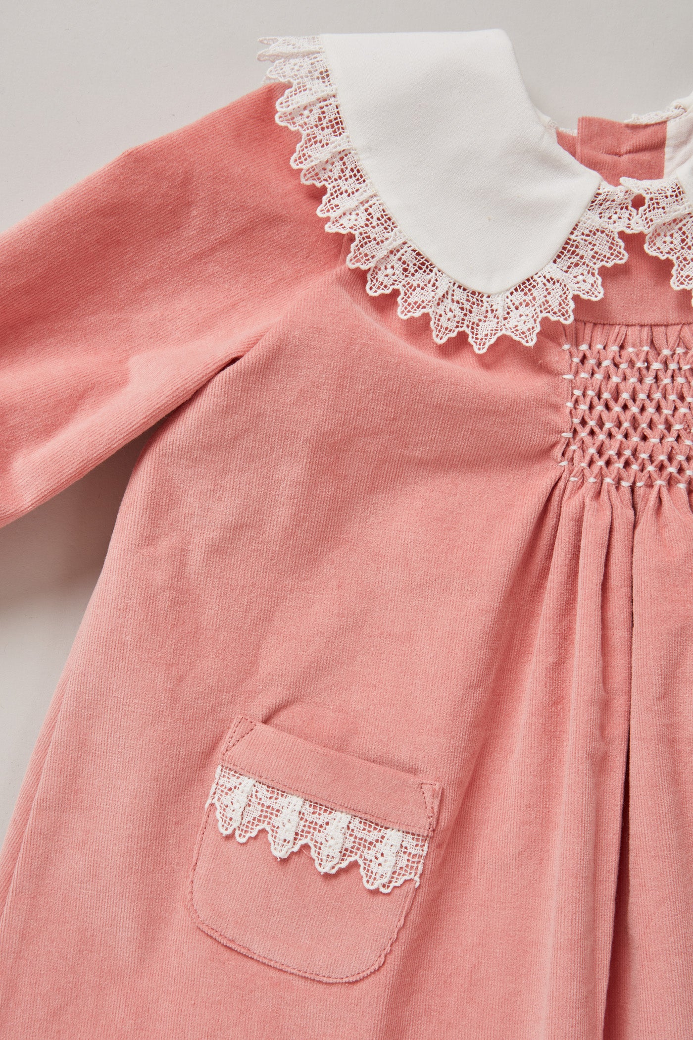 Baby Popcorn Dress in Pink Babycord - Image 4