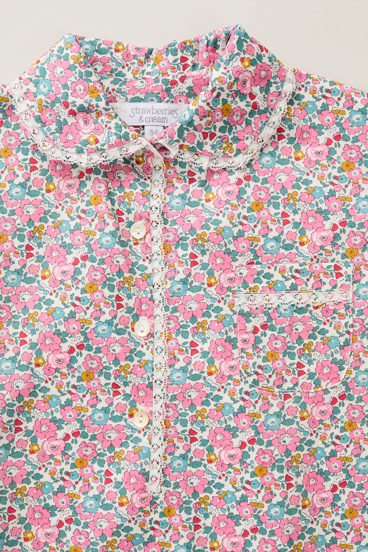 Baby Pyjama in Pink Floral Liberty Print - Image 3