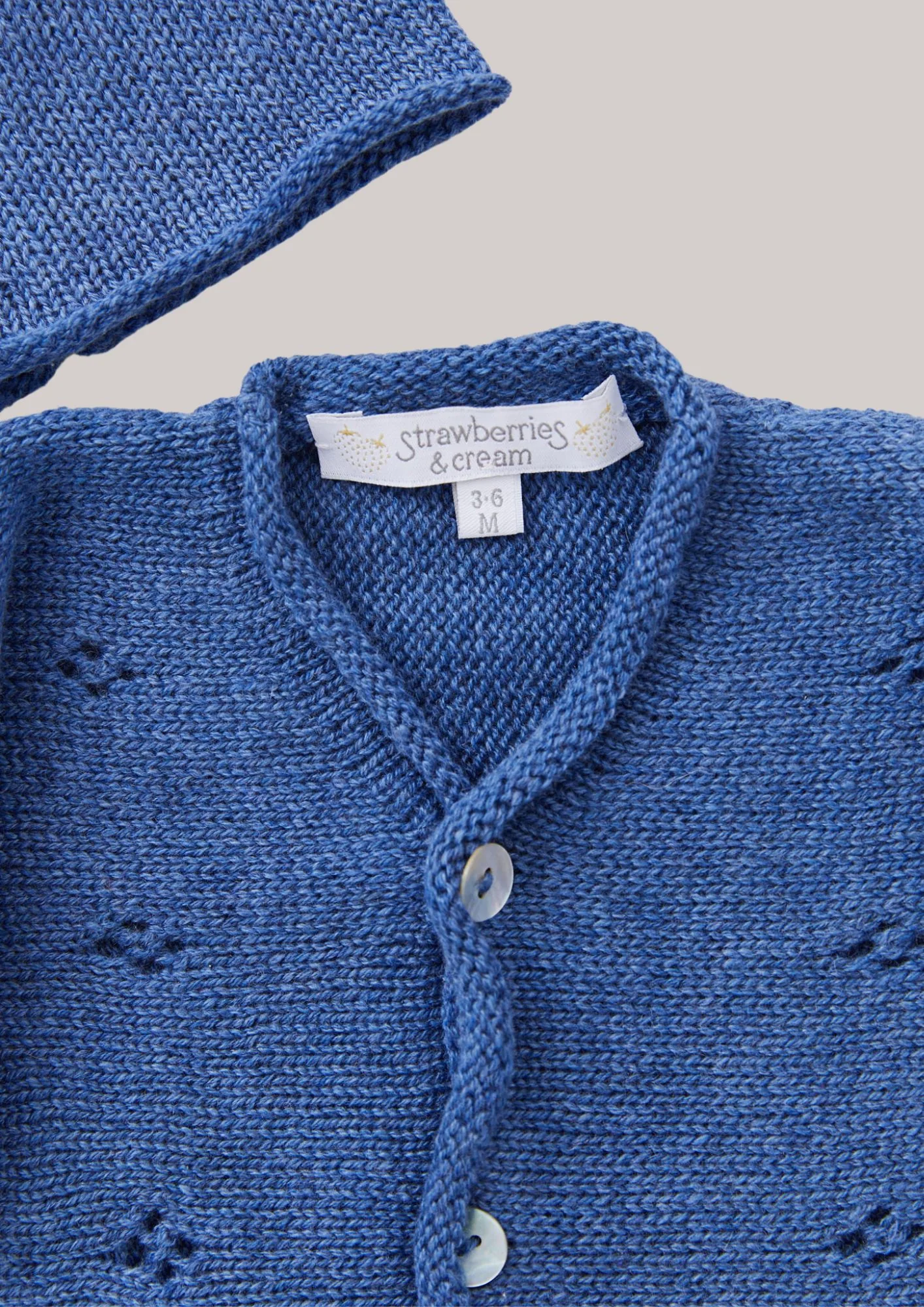 Cashmere Diamond 3 Pieces, cardigan set in Denim Blue - Image 3