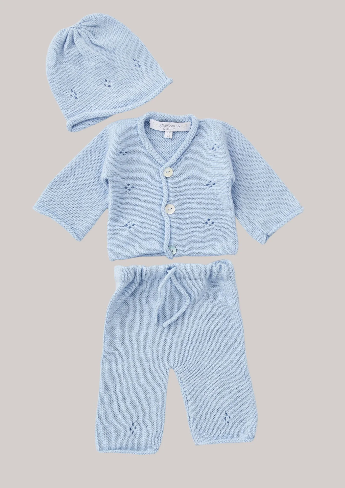 Cashmere Diamond 3 Pieces, cardigan set in Baby Blue