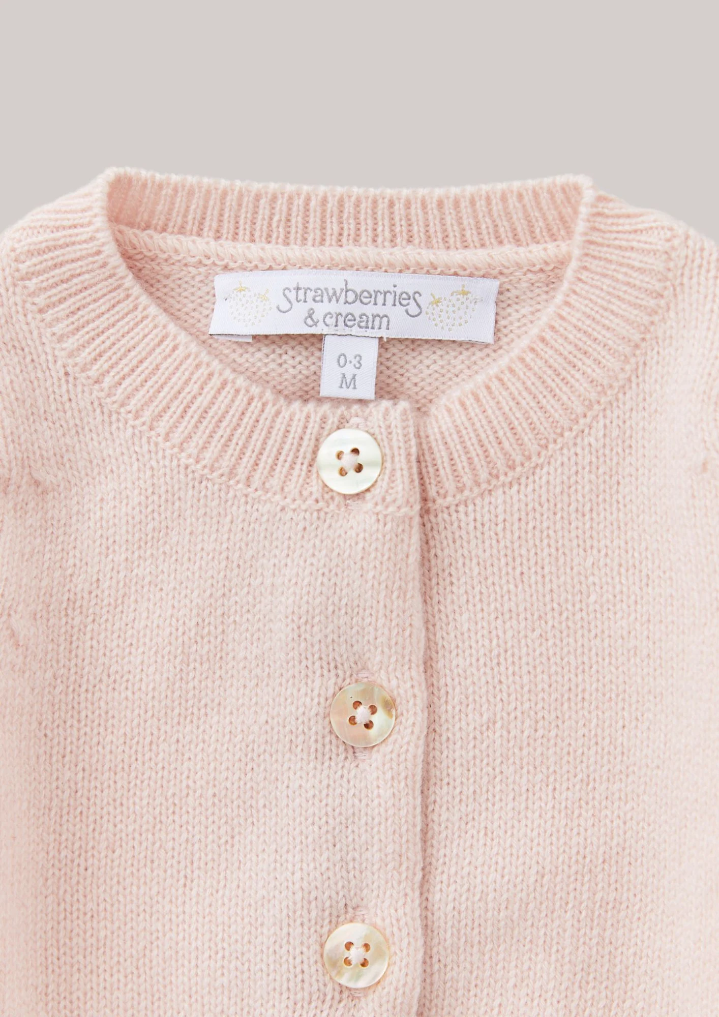 Cashmere Round Neck Baby Cardigan Peach - Image 2