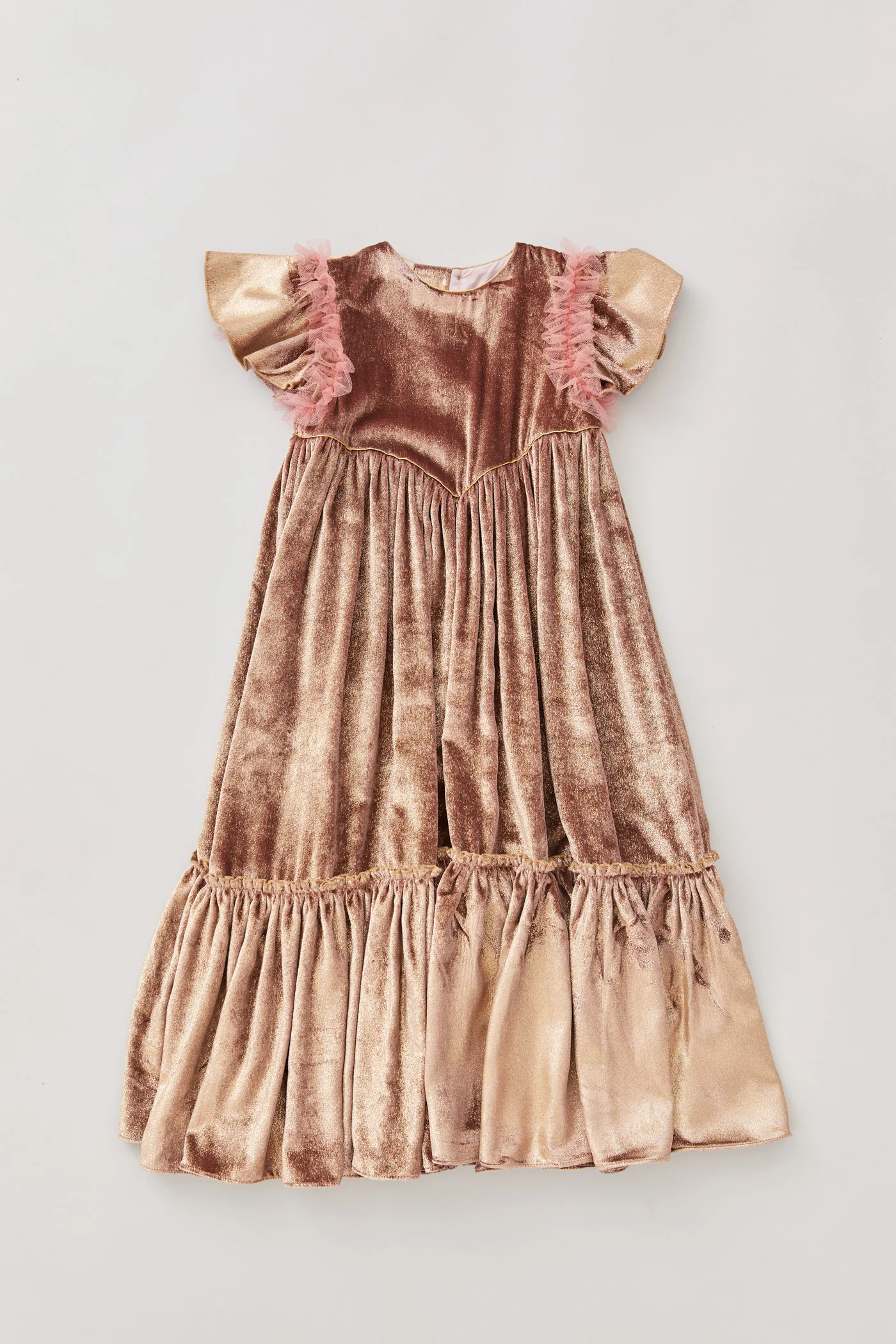 Cream Dress Gold Velvet - Occasional Party