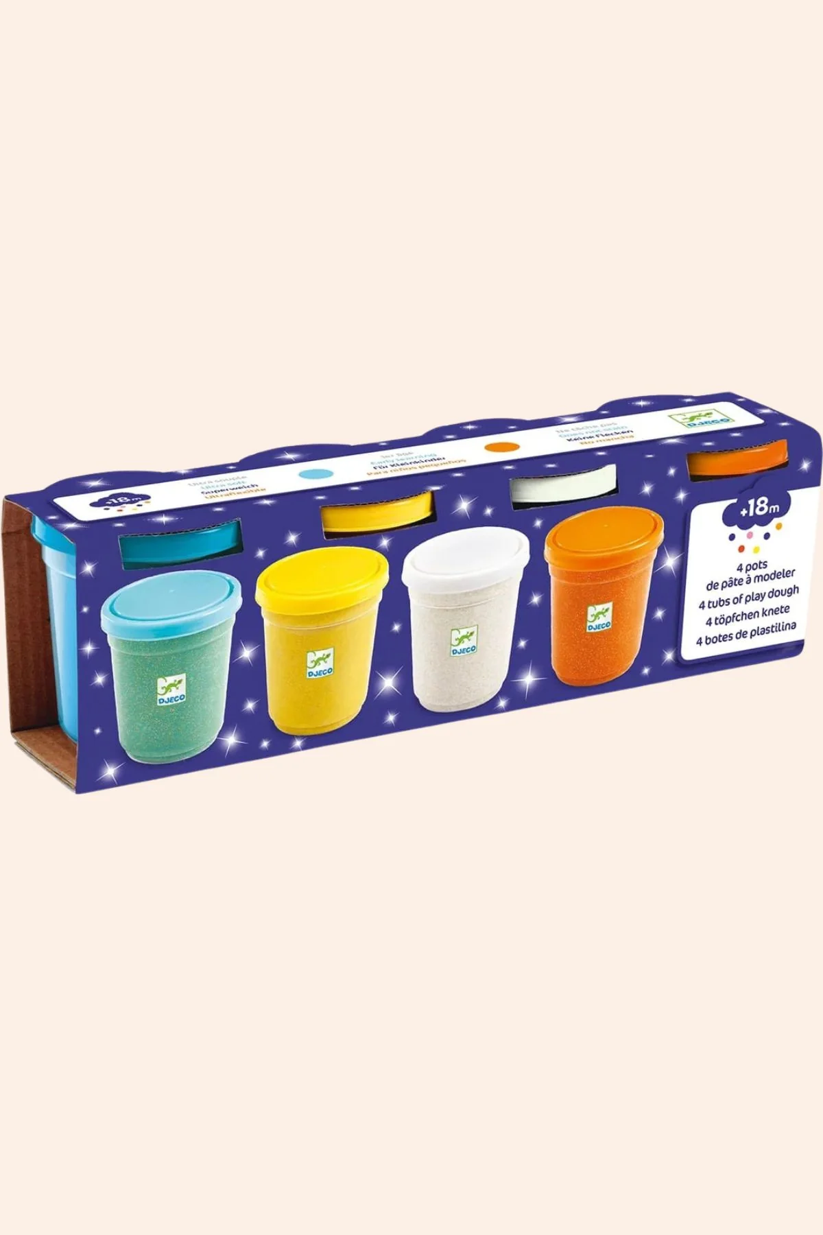Djeco - 4 Pots of Play Dough - Glitter