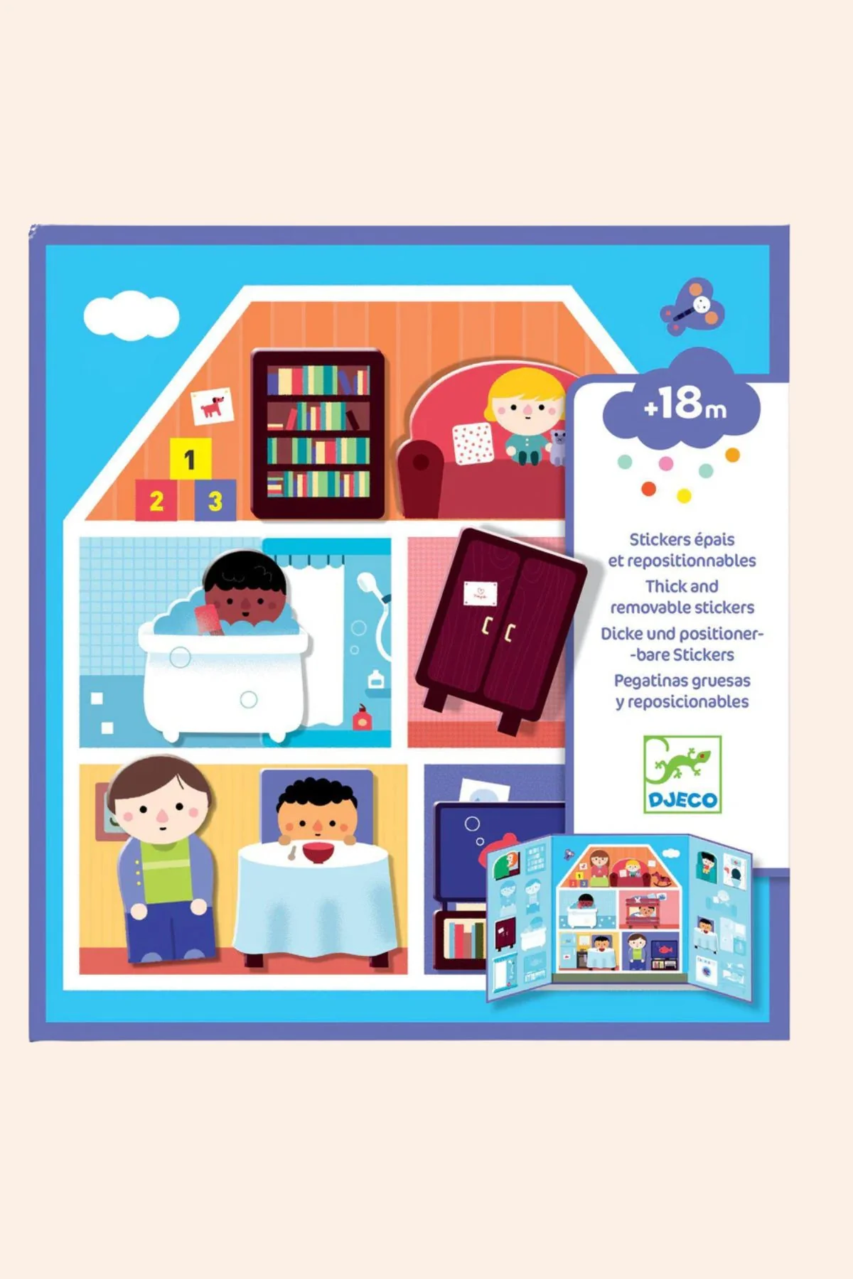 Djeco - Create with Stickers - Thick and Removable Stickers - House