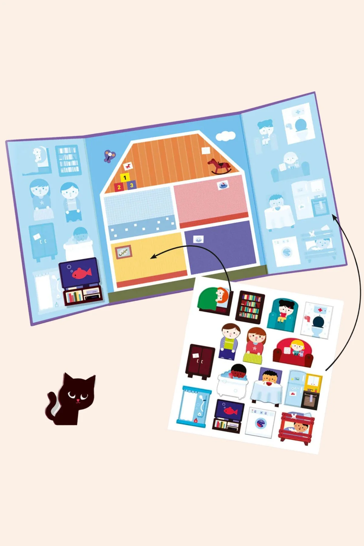 Djeco - Create with Stickers - Thick and Removable Stickers - House - Image 2