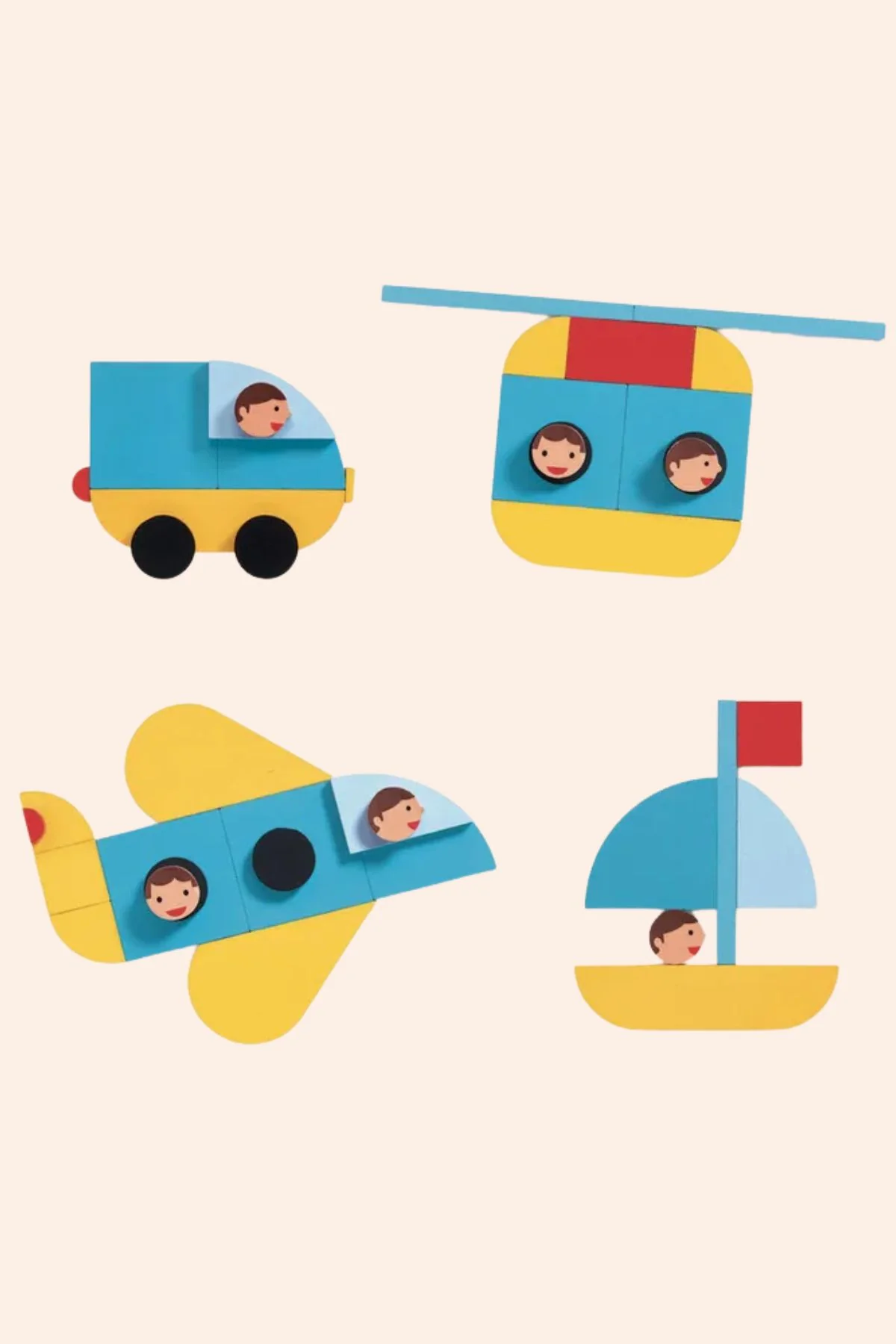 Djeco Ze Geo Vroom - Wood Blocks - Construction Game - Image 3