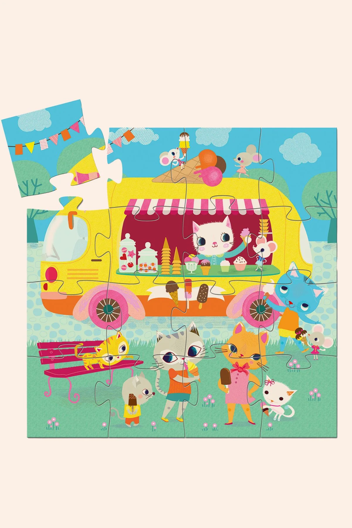Djeco - Ice Cream Truck - 16 Piece Silhouette Puzzle - Image 2
