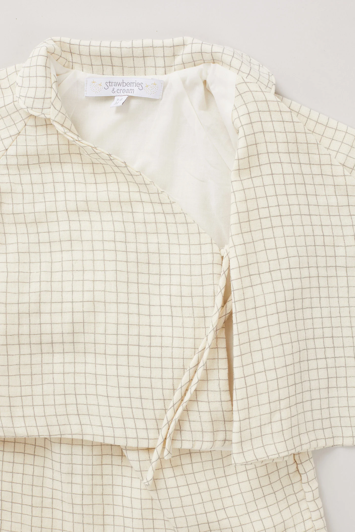 Baby Kimono Set In Cream Check - Image 4
