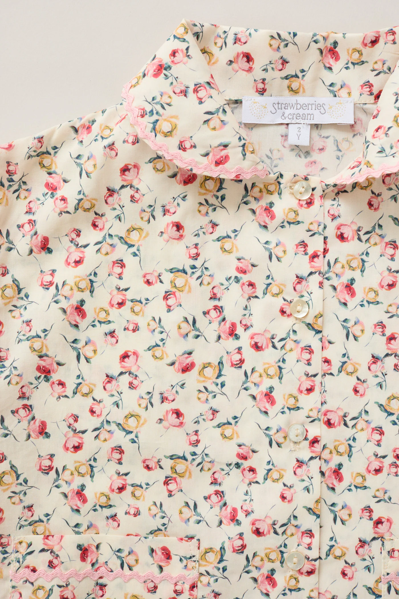 Lunar Moon Pyjamas In Cream Rosebuds - Image 5