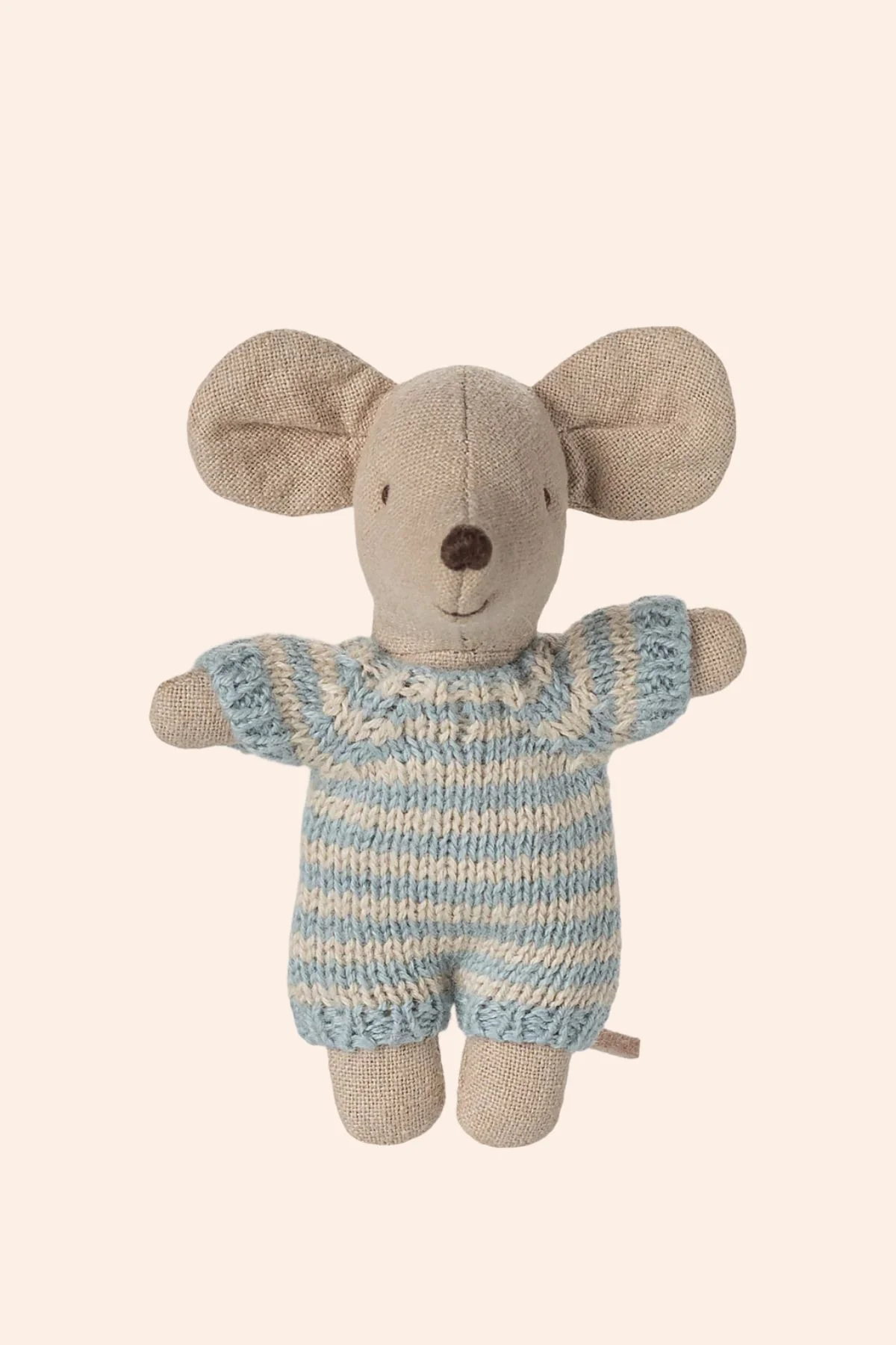Maileg - Baby Mouse in Carry Cot - Blue - Image 3