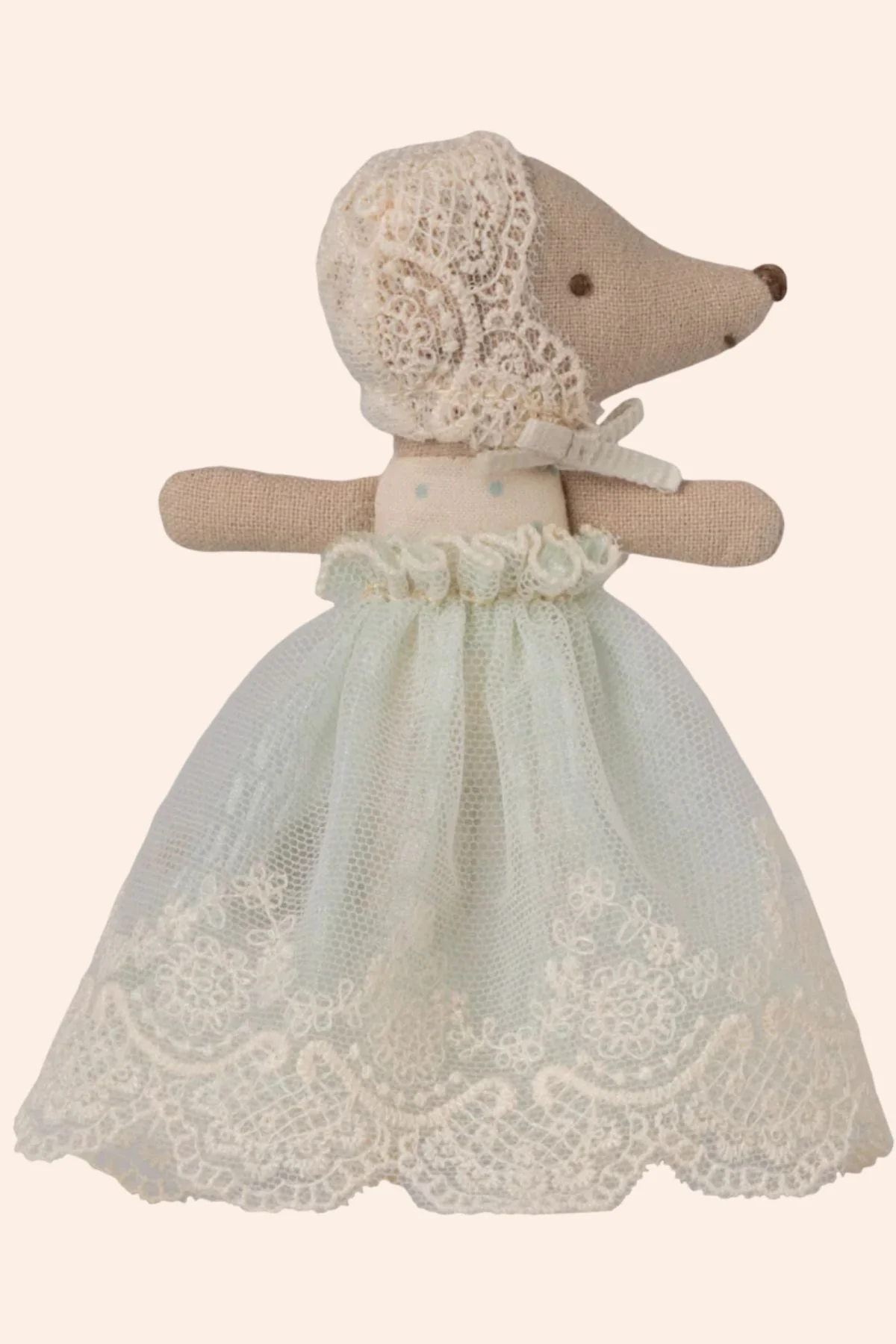 Maileg - Baby mouse in gown - Mint - Image 2