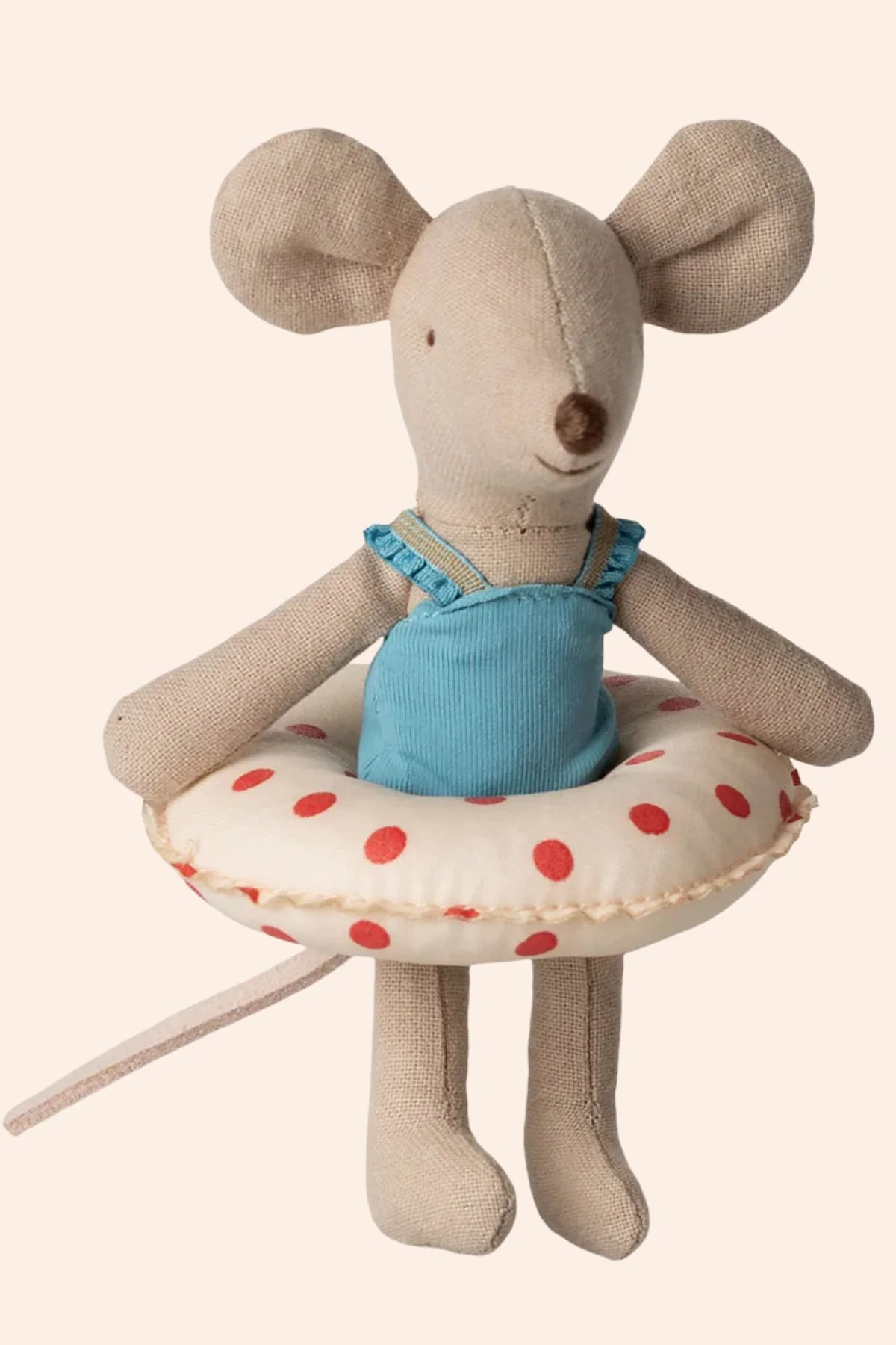 Maileg - Beach mouse with float -  Little sister - Red dots