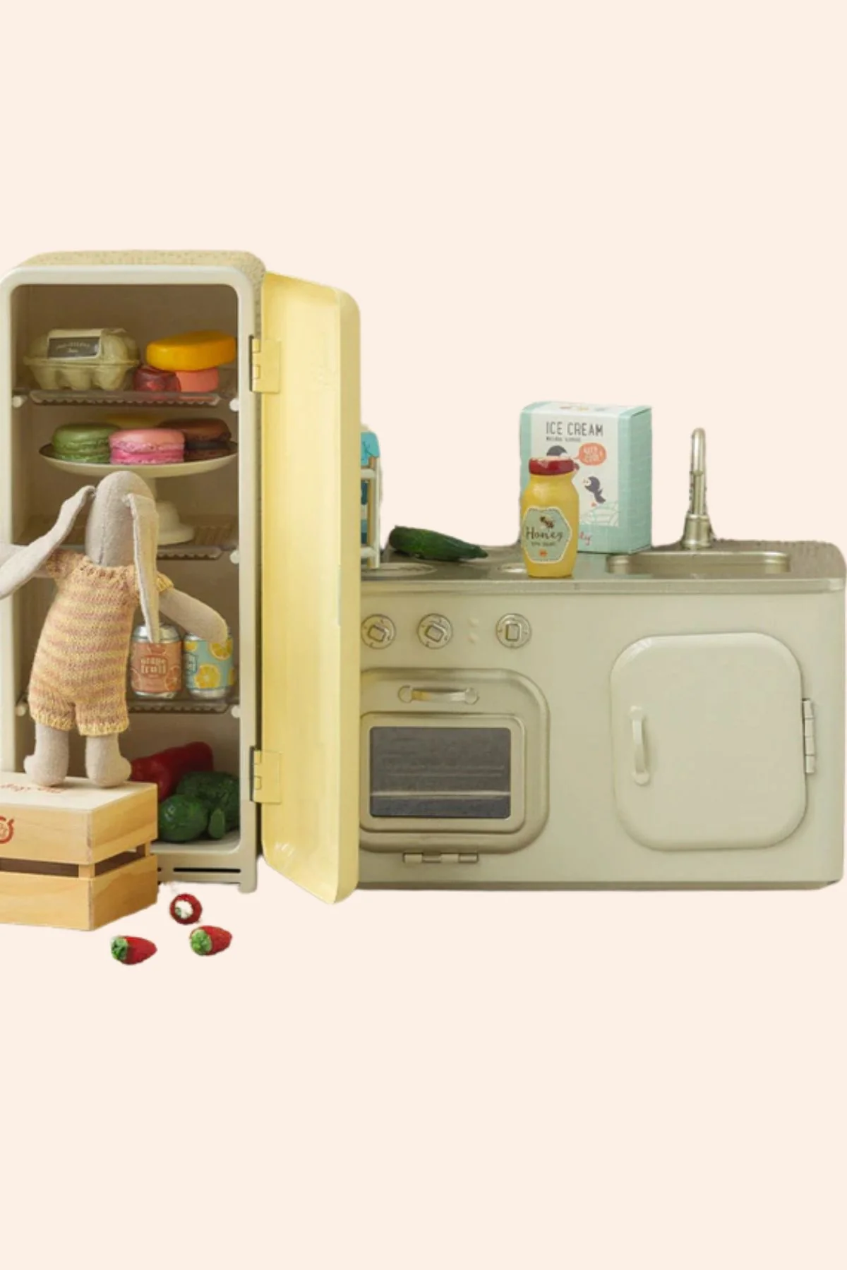 Maileg - Miniature Fridge - Yellow - Image 2