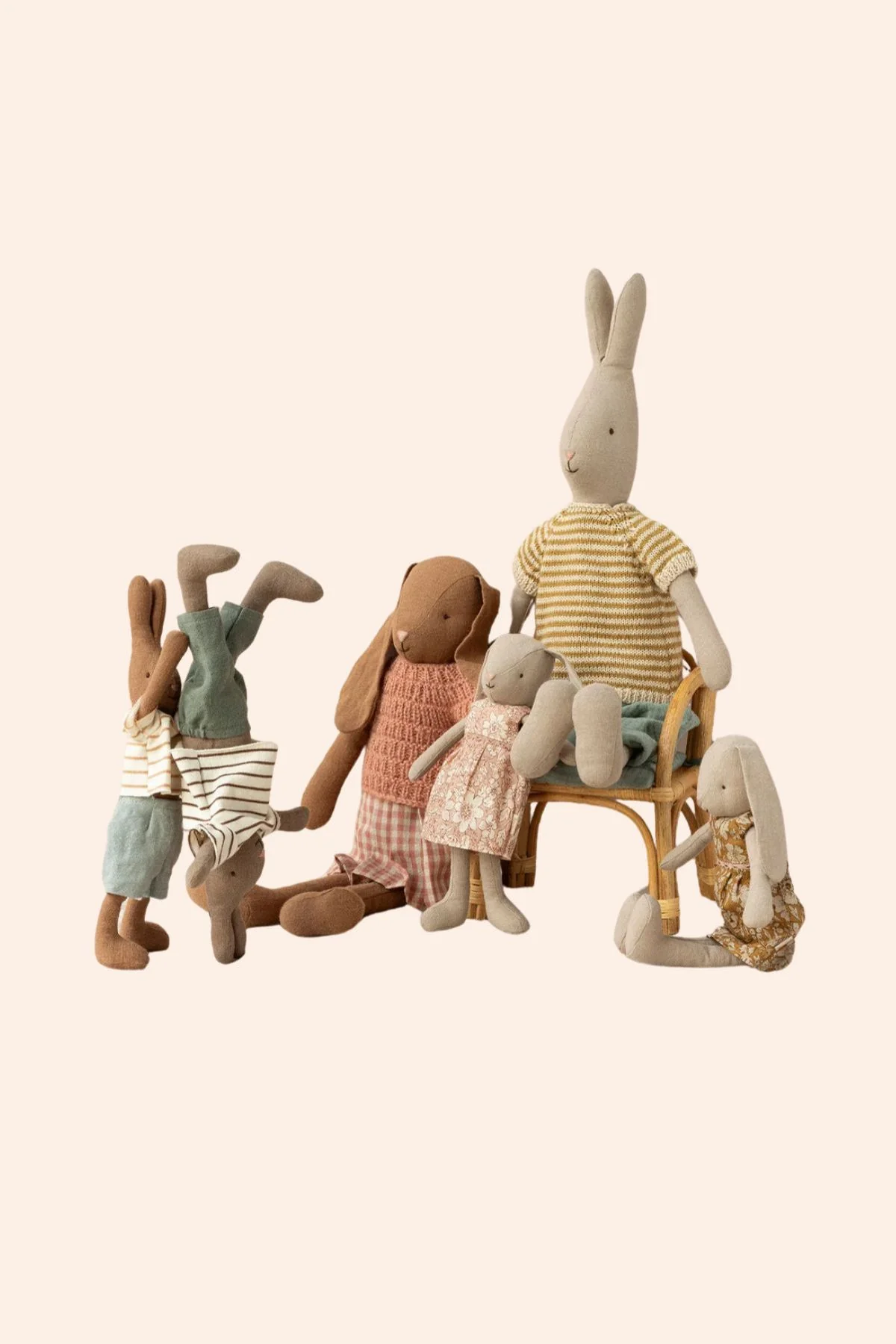 Maileg - Rabbit Size 2 - Brown Striped Blouse and Pants - Image 2