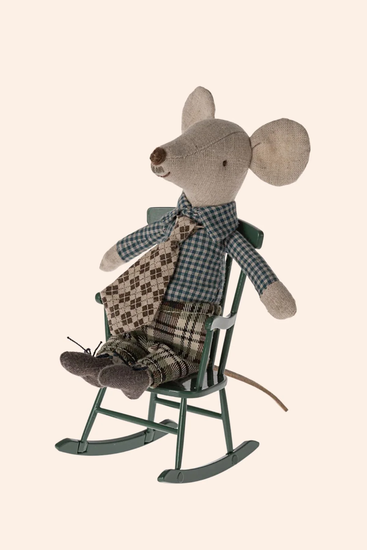 Maileg - Mouse - Rocking Chair - Dark Green - Image 2