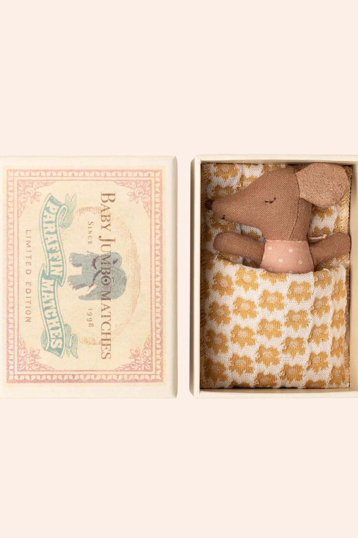 Maileg -Sleepy Wakey Baby Mouse in Matchbox - Rose