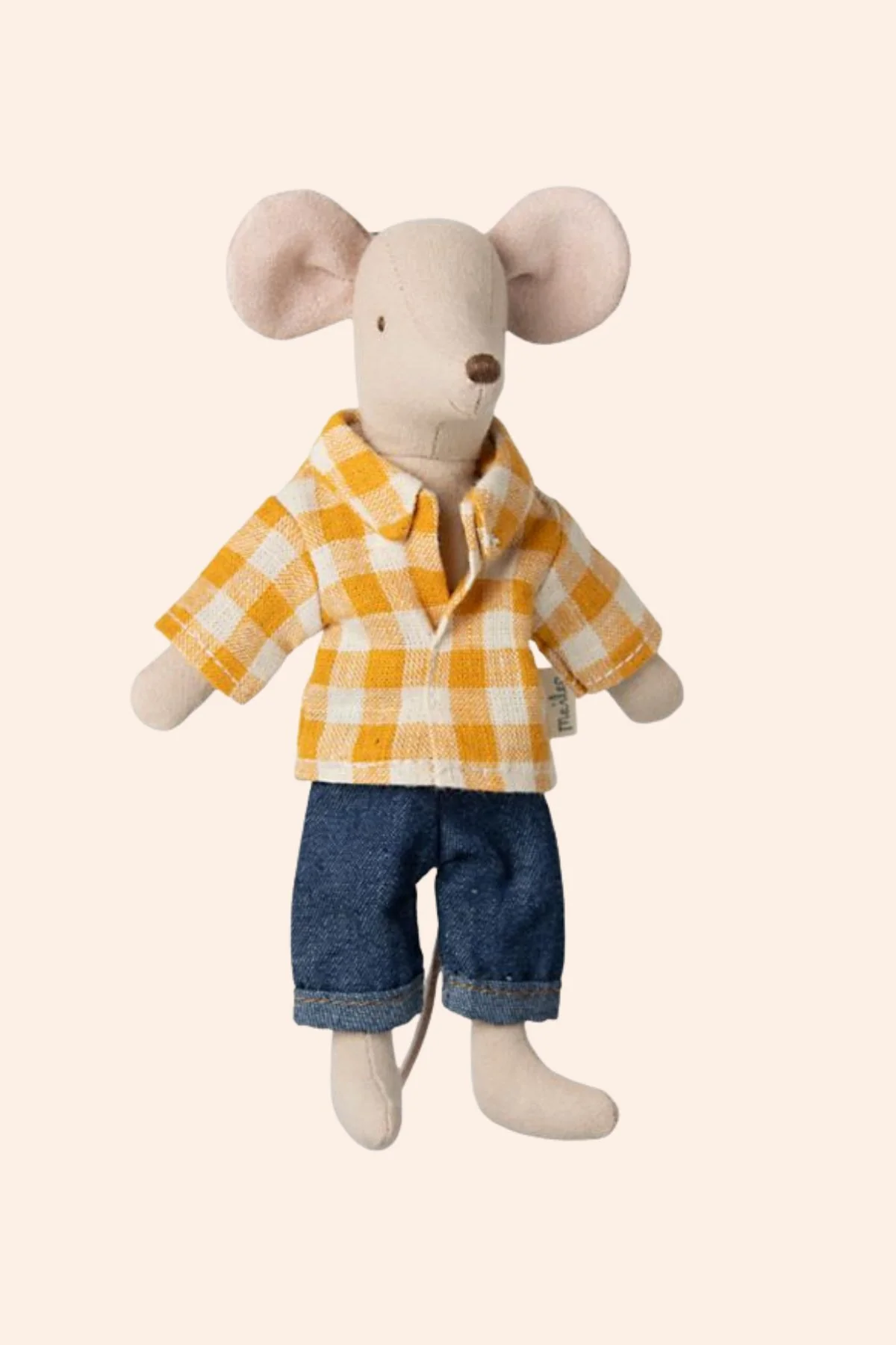 Maileg - Dad Mouse - Yellow Checked Shirt and Pants - Image 2