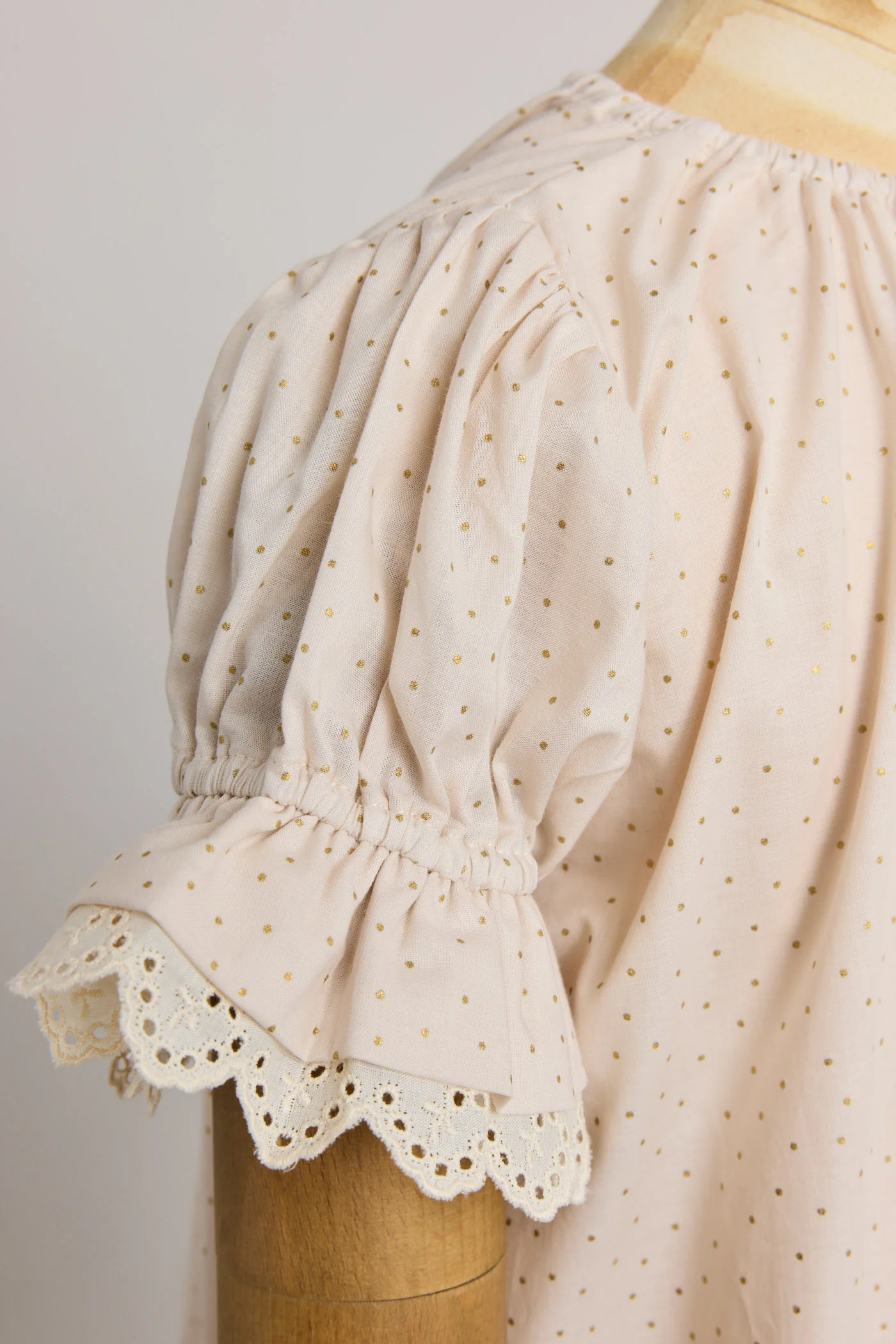 Moon Night Dress In Beige Gold Dots - Image 6