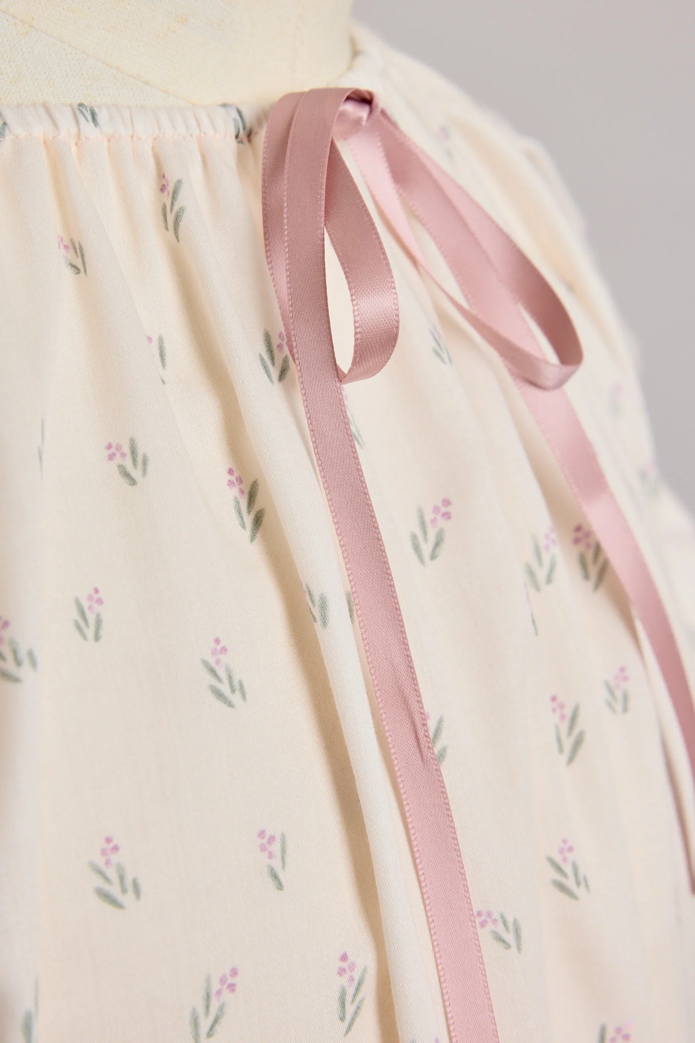 Moon Night Dress In Beige Pink Flower - Image 5