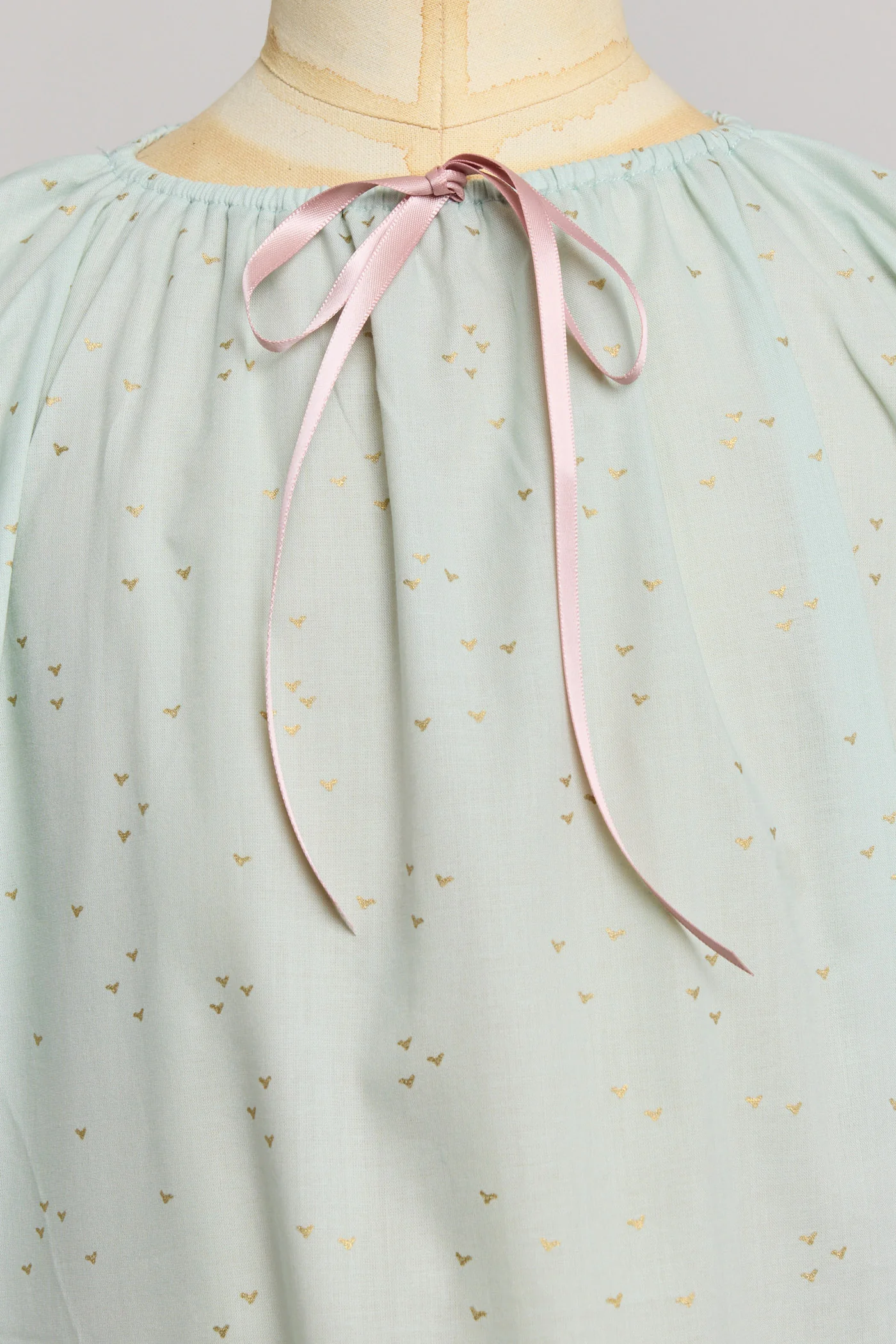 Moon Night Dress In Mint Gold Hearts - Image 3
