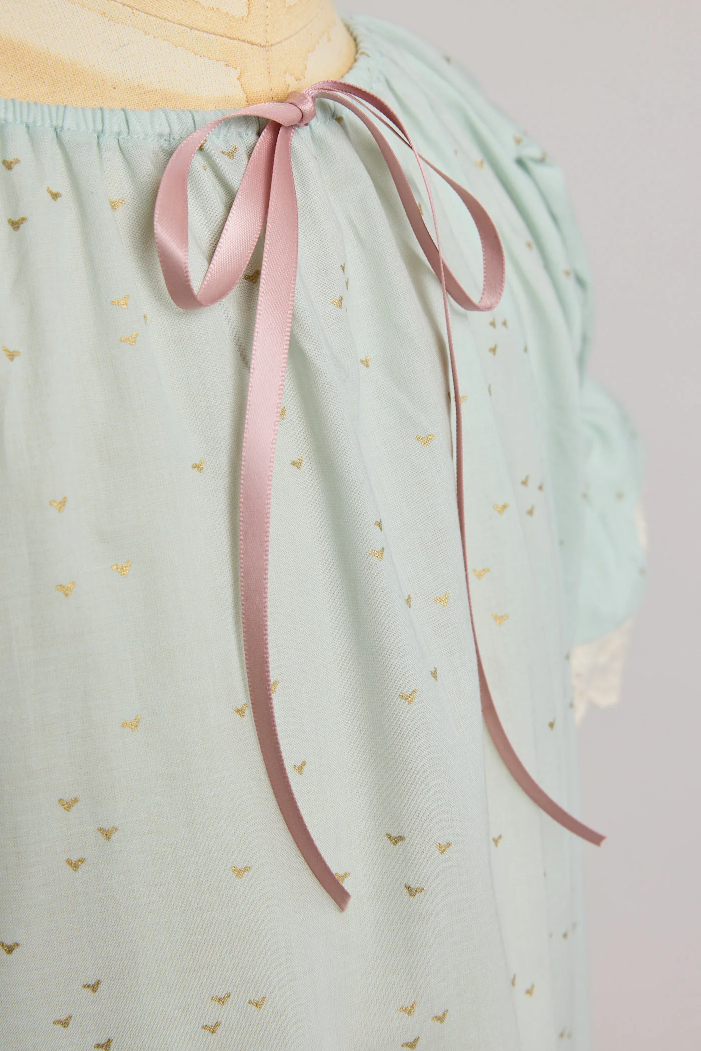 Moon Night Dress In Mint Gold Hearts - Image 4