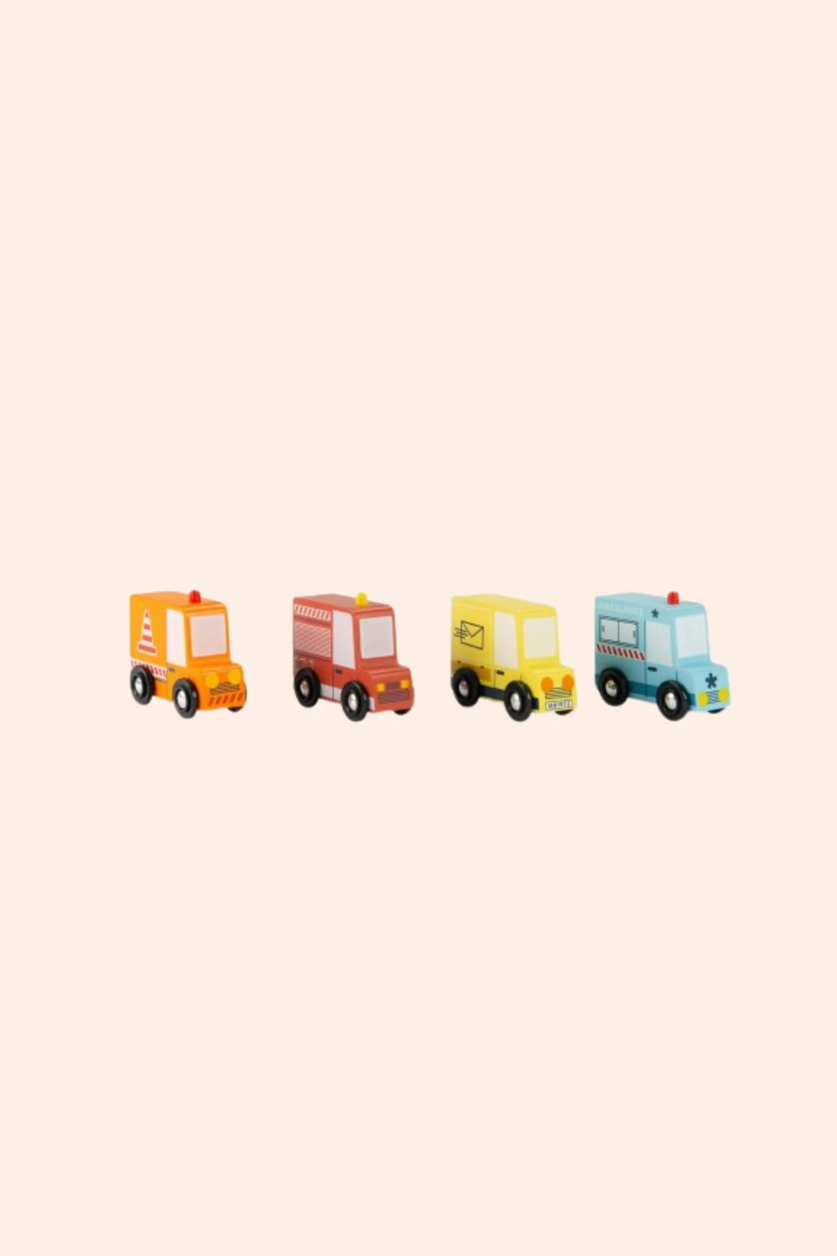 Moulin Roty - Set of 4 wooden Trucks Avenue du Moulin
