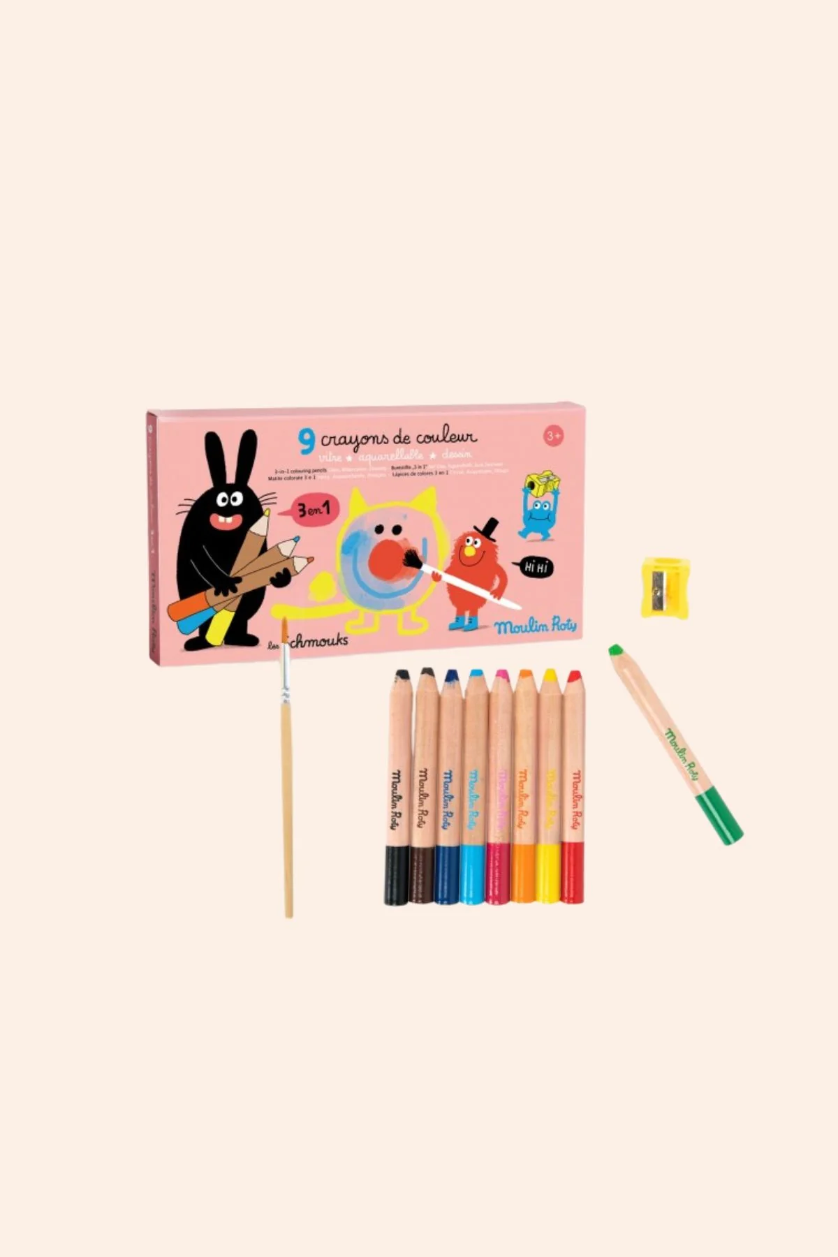 Moulin Roty 9 - 3 - in - 1 Colouring Pencils - Les Schmouks - Image 2