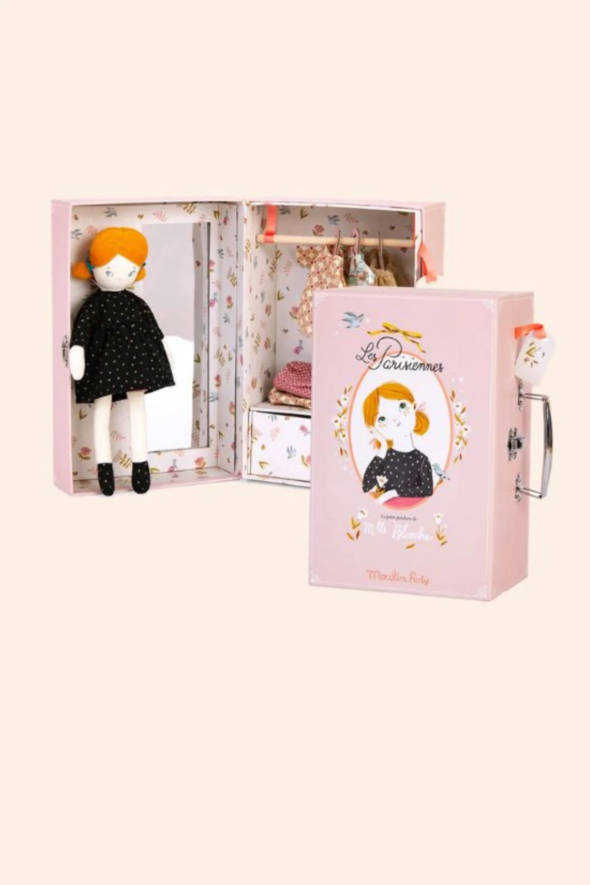 Moulin Roty - Les Parisiennes - The Little Wardrobe Suitcase - Blanche - Pink Wardrobe - Image 2
