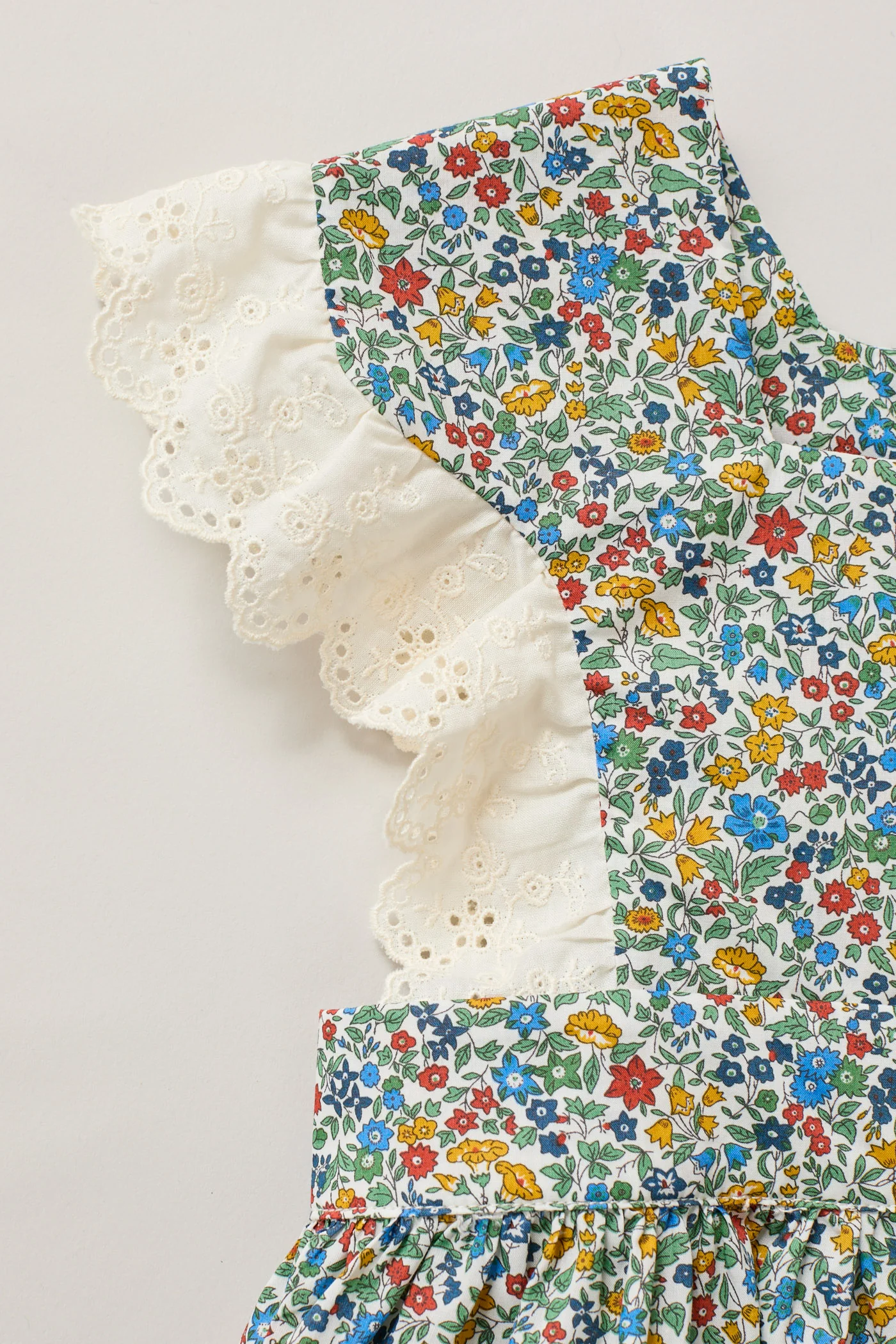 Baby Muffin Romper in Mustard Bluebell Liberty Print - Image 3