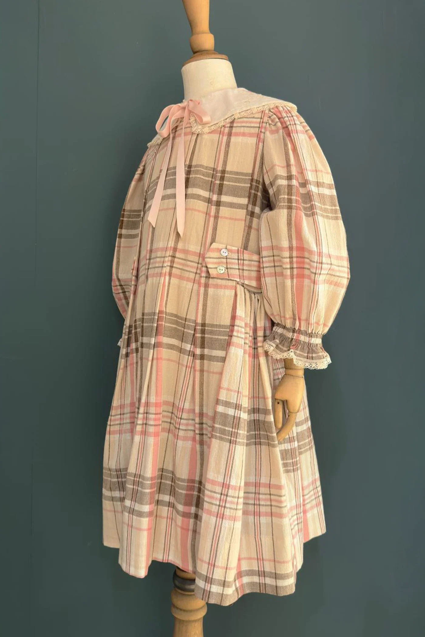 Piano Dress in Cream Check - Image 6