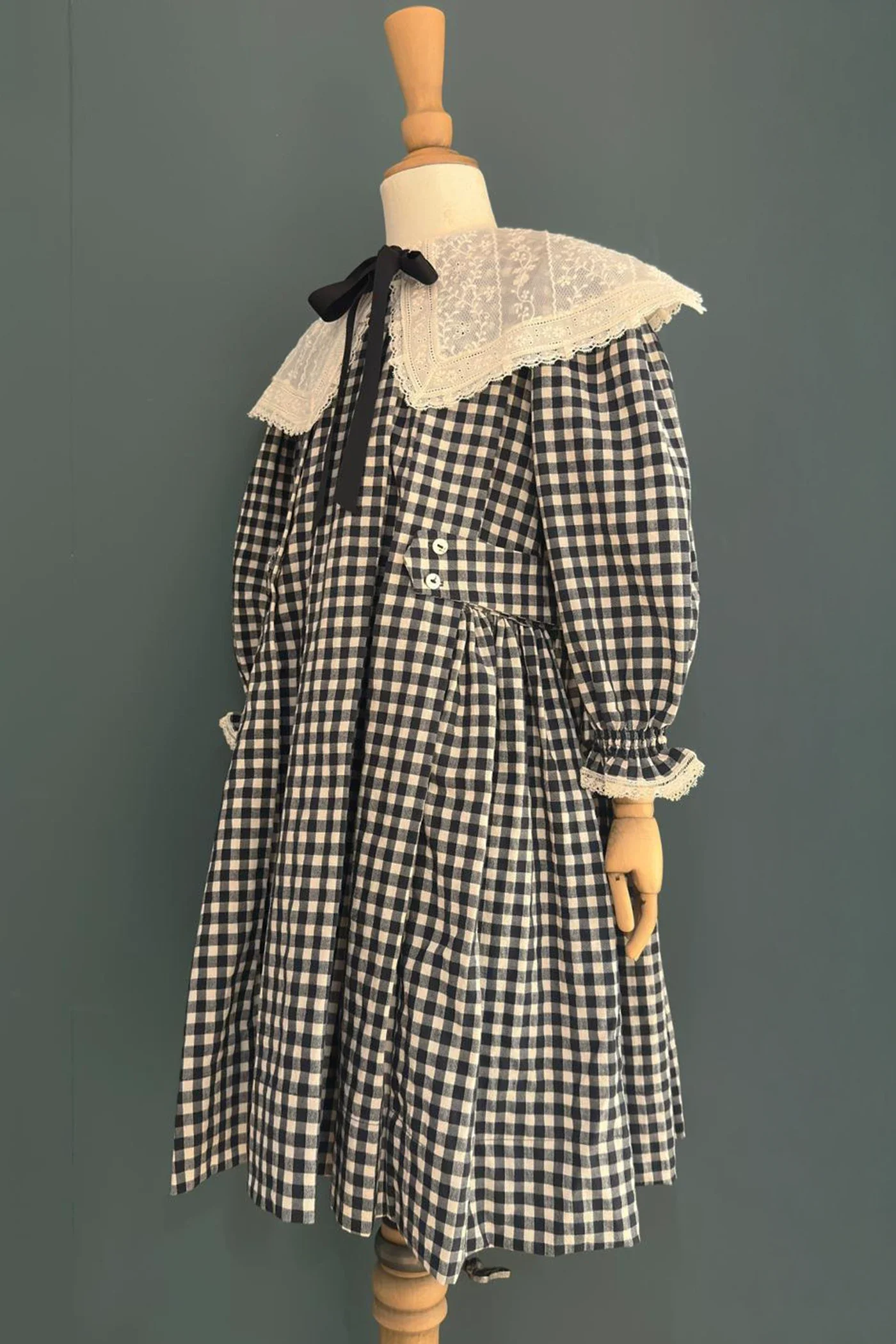 Piano Dress in Monochrome Gingham - Image 5