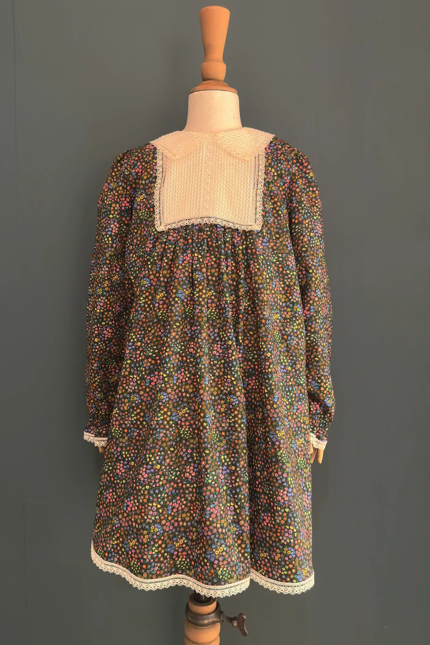 Pleated Dress Dark Floral Liberty