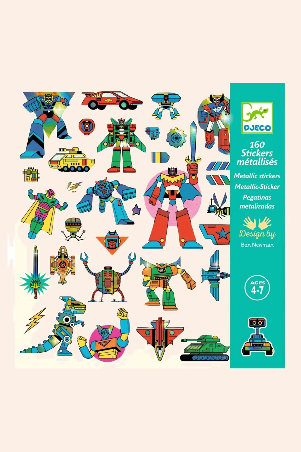 Djeco - 160 stickers - Metallic Robots