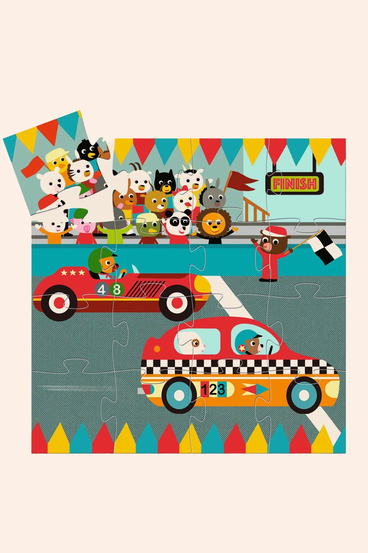 Djeco - The Racing Car - 16 Piece Silhouette Puzzle - Image 2