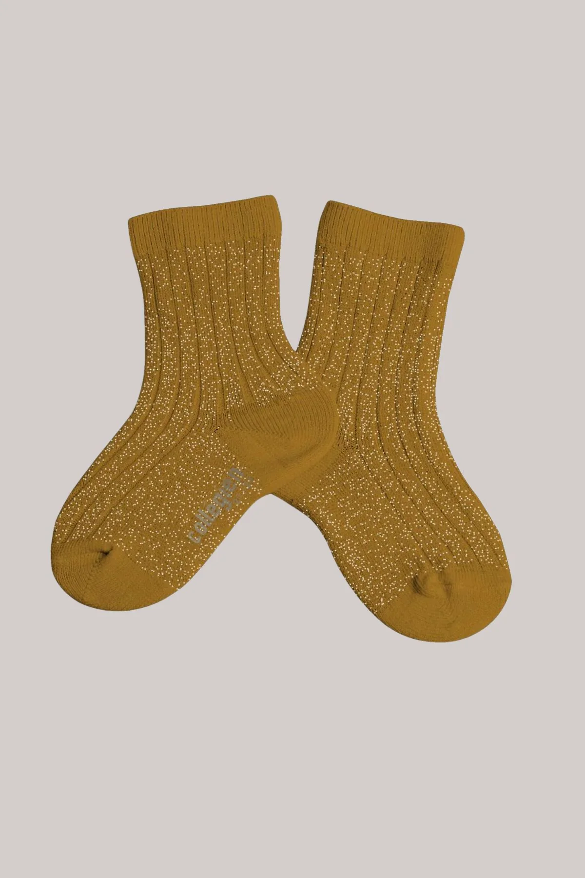 Collèguen X Strawberries & Cream - Victoire  Glitter Ribbed Crew Socks - Moutarde de Dijon