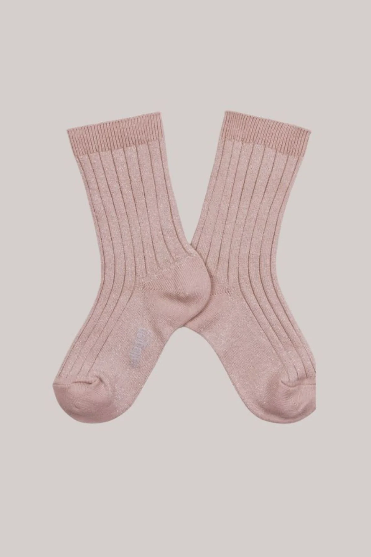 Collégien X Strawberries & Cream - Victoire Glitter Ribbed Crew Socks - Vieux Rose